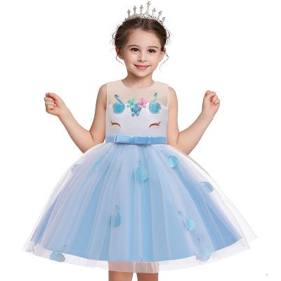 China Large Rainbow Washable Costume IN STOCK 2021 Summer Kids Drop Shipping Little Girls Unicorn Clothes for sale