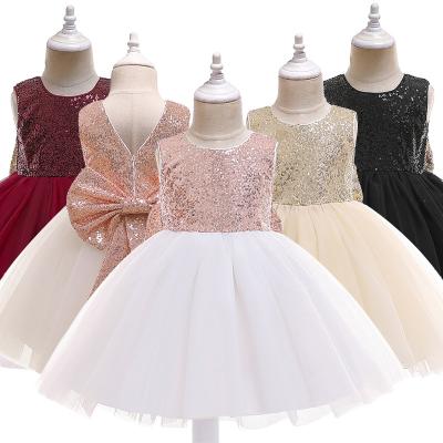 China Washable Newborn Princess Baptism Dress For Baby Kid Sequin Bowknot Wedding Christmas Party Clothes for sale