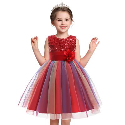 China Washable Girl's Outfits New Fashion Design Dresses Flower High Quality Gauze Vintage Multi Colors Clothing for sale