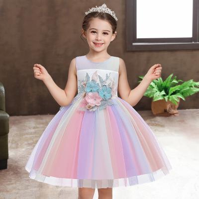 China The New Washable Summer Girls Party Dress Unicorn Performance Suits Children Colors Princess Skirt for sale