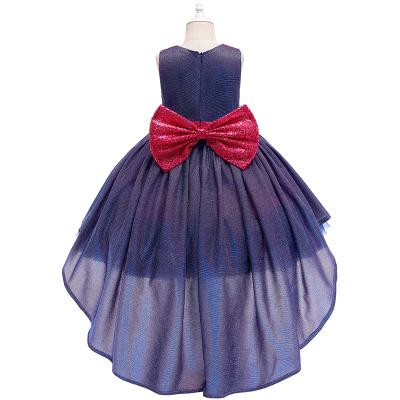 China 2021 washable NEW design for baby girl dress slightly shimmering solid color trailing big kids dress for sale