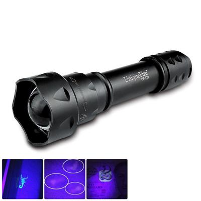 China UniqueFire UF-T20 395nm/365nm UF-T20 395nm/365nm Zoomable Cat Dog Pet Stains Hunting Ultraviolet Invisible Controller Cat Dog Pet Stains Marker UV Flashlight for sale