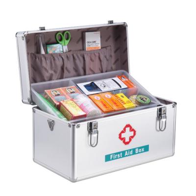 China Hospital Clinic University Silver Aluminum Medical First Aid Box Outdoor Home Using Portable First Aid Kit for sale