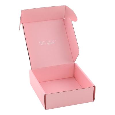 China Cute Logo Packaging Materials Cute Pink Recycled Corrugated Paper Mailing Box For Shipping for sale