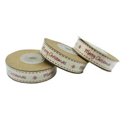 China Merry Christmas Ribbon Customs Printed Cotton Webbing Band for sale