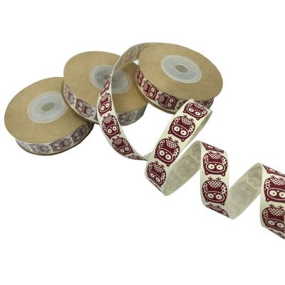 China Sustainable Customs Printed Soft Cotton Ribbon Decoration Strap for sale