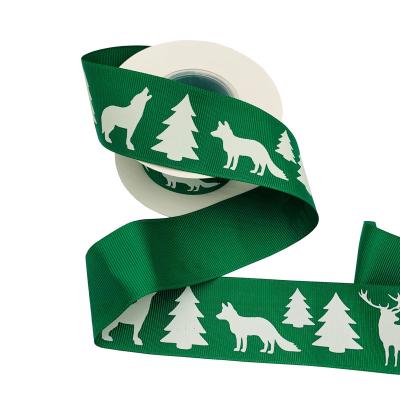 China Viable Wholesale Christmas Decorations Bright Printed Grosgrain Ribbon for sale