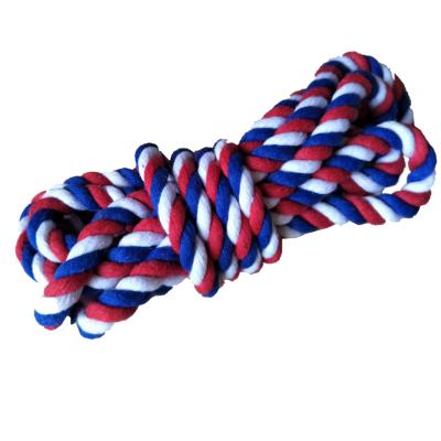 China Sustainable Mixed Colors Round 3 Strand Twist Cotton Rope 6mm / 8mm Rope for sale