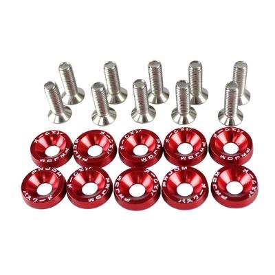 China Countersunk 1 Set CNC Anodied Color Fender Washers M6 JDM Modification Aluminum Fender Washer With Bolt for sale