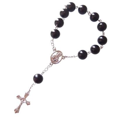 China Sundysh Black Pearl Mini Rosary Chain Baptism Rosary Religious Favor Gift for sale