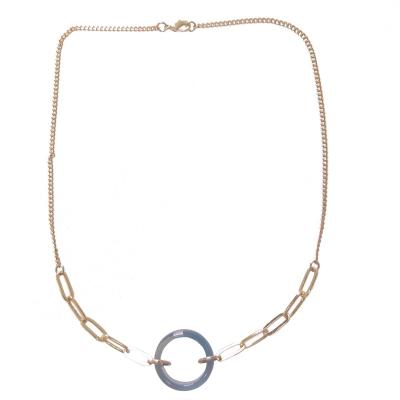 China CLASSIC Sundysh Gold Circle Gemstone Circle Chain Necklace Simple Agate Pendant Necklace 16