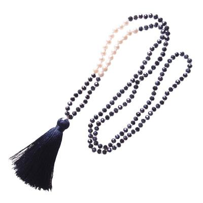 China BOHEMIA Sundysh Black Crystal Pearl Mala Beads Tassel Necklace for sale