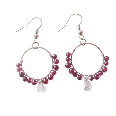 China Sundysh Boho CLASSIC Red Gemstone Beaded Dangle Earrings For Women for sale