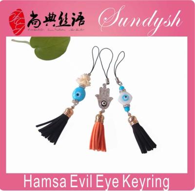 China For Best Charm Promotional Key Accessory Evil Eye Tassel Keychain Evil Eye Hamsa Gift Key Chain for sale