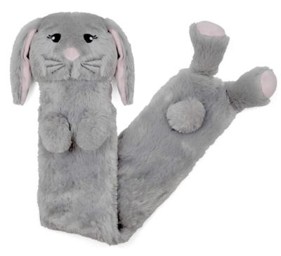 China Gray Rabbit Extra Long Natural Durable Rubber Hot Water Bottle with Super Soft Plush Cover Gorgeous Novelty Fun Heat and BPA Free for sale