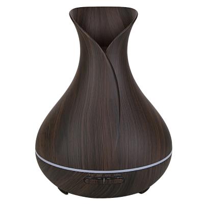 China 400ml Household Wood Grain Ultrasonic Aroma Essential Oil Diffuser Humidifier with 7 LED Lights for sale