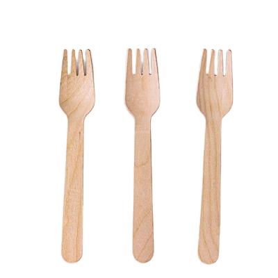 China Disposable Custom Wooden Fork Picnic Fork Knives Individually Wrapped Wooden Forks for sale