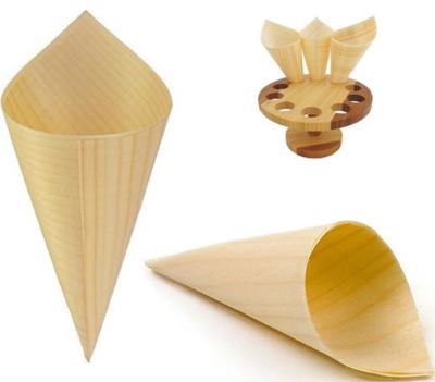 China Factory Wholesale Sustainable Wooden Cone Snow Cone Cups Ice Cream Cone Edible Cup for sale