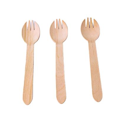 China Small Disposable Cheap Wooden Spork Biodegradable Sporks Camping Spork for sale