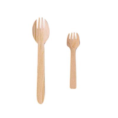 China Environmental Protection Disposable Spork Custom Sporks Wooden Biodegradable Spork for sale