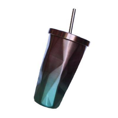 China Wholesale 500ML Glitter Surface Stainless Steel Tumbler With Straw for sale