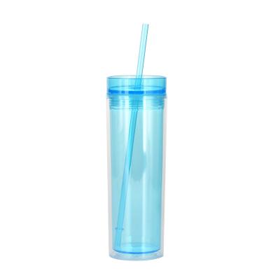 China 16oz Matte Reusable Plastic Cup Stored Lean Double Wall Tumbler Matte Drink Juice Cup Pink With Straw for sale