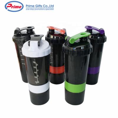 China New Design 500ml Sports Gym Protein Shaker Bottle With Steel Mix Viable Plastic Ball for sale