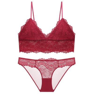 China Girl lace lingerie underwear women QUICK DRY bra and panties set 2 piece bra and shorts set for sale