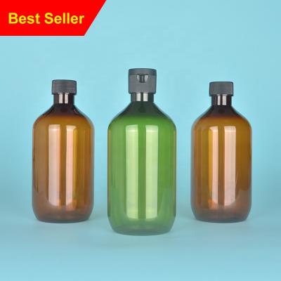 China Best Selling 500ml PET Cosmetic Round Plastic Bottle 500ml Shower Gel Plastic Bottle With Flip Top Cap for sale