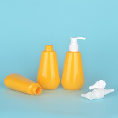 China Wholesale 150ml Mini Plastic Pump Bottles Yellow Cosmetic Pet Plastic Bottles With Lid For Oil for sale