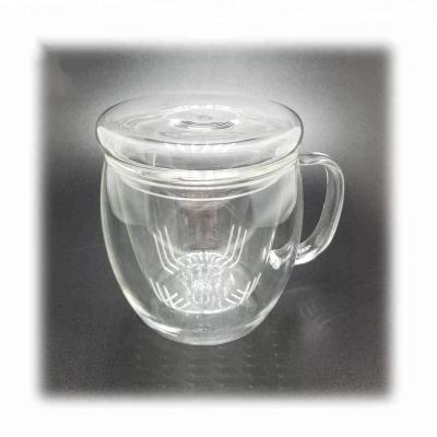 China Household 550ml high borosilicate tea cup heat resistant glass mug with infuser and glass lid for sale