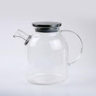 China 1000ML High Quality High Borosilicate Teapot Coffee Water Glass Heat Resistant Transparent Pot With Lid for sale