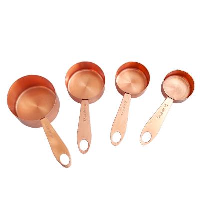 China Suger 4pcs Coffee and Tea Measuring Cups Sets Stainless Steel Rose Gold Measuring Cups Viable Kitchen Accessories for sale