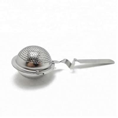 China Sustainable Metal Ball Shape Tea Infuser Stainless Steel Tea Strainer Tea Filter With Curving Handle for sale