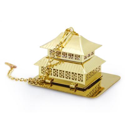 China Cute Novelty Gold House Shape Tea Infuser Sieve Tea Filter for sale