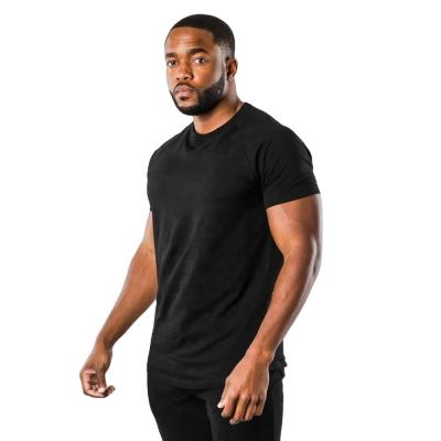 China High Quality Men's Performance Black Custom Printed China Manufacturer Muscle Fit Gym T-Shirt Anti-Shrink Shirt for sale