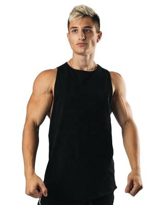 China Hot Sale Anti Shrink Curved Edge Men Gym Cut Shirt Muscle Fit Bodybuilding Stringer Tank Top Sleeveless T-Shirt Wholesale for sale