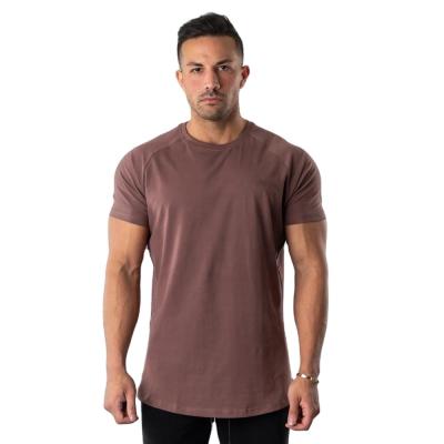 China Casual Short Sleeve Anti-Shrink Custom Printing Slim Muscle Fitted Men Gym T-shirt Fashion Cotton Spandex Performance Fitness Shirt for sale