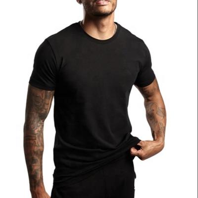 China Custom Black Plain 94% Cotton 6% Spandex Gym Short Sleeve Gym T-Shirt Anti-Shrink Performance Slim Fit Fitness Wear for sale