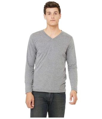 China High quality soft 95% 5% Anti-wrinkle micro modal spandex custom made men's V-neck long sleeve t-shirt for sale