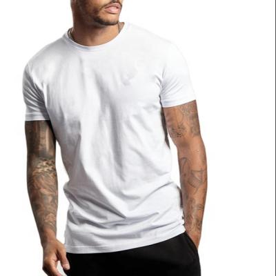 China White Plain 94% Cotton 6% Spandex Anti-Shrink Men's Slim Fit Short Sleeve Performance Gym T-shirt Fitness Custom for sale