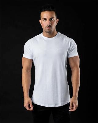 China 2021 Hot Sale Custom Made Men's 6% Cotton 6% Spandex Gym T-shirt Slim Fit Aplet Curved Edge Performance Tee for sale