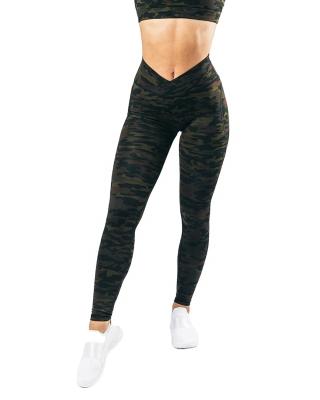 China Dark Olive Camo Sublimation Printed Leggings Antibacterial Dark Custom Sports Bra and Leggings Sets Fitness and Yoga Wear for sale