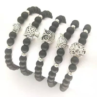 China CLASSIC Black Bead Bangle Wholesale Bangle Gemstone KDB8438 Animal Charm Bracelet for sale