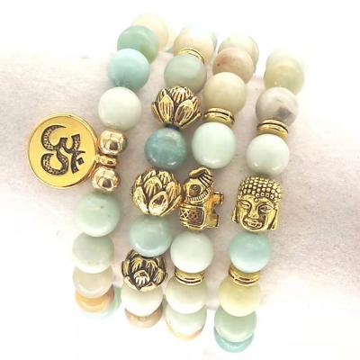 China KDB7345 Latest Fashion CLASSIC Amazonite Gemstone Women Beads Bracelet Sets for sale