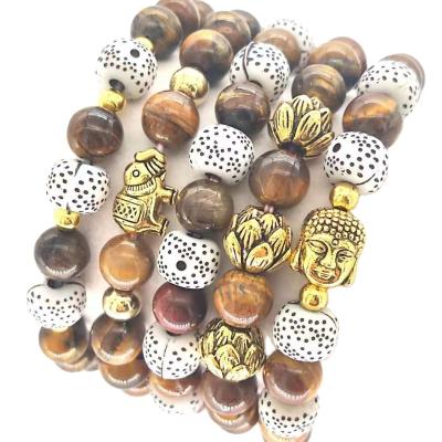 China KDB7341 Latest Fashion CLASSIC Tiger Eye Gemstone Women Beads Bracelet Sets for sale