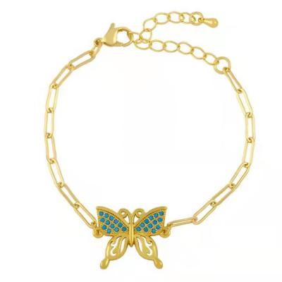 China KDB7296 Wholesale Fashion CLASSIC Women Colorful Zircon Butterfly Bracelet for sale