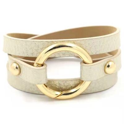 China KDB7211 Fashion CLASSIC Women Round Charm Leather Wrap Bracelet for sale