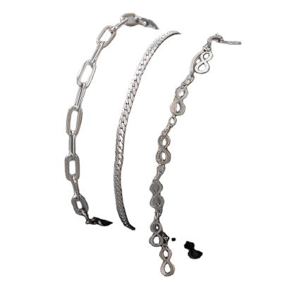 China Latest Wholesale KDB6833 CLASSIC Lucky Silver Plated Charm Anklet Chain Bracelet for sale