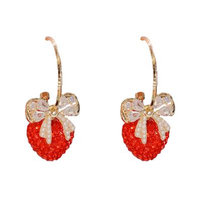 China Fashion KDB8502 Wholesale Rhinestone Circle Earrings Red Heart Stud Earrings for sale